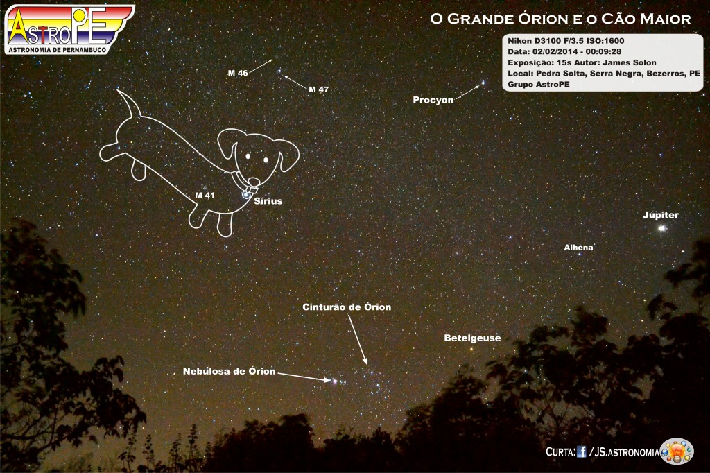 Constelação do Cão Maior e Órion - Bezerros - fevereiro - 2014