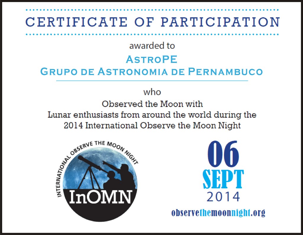 Certificado - InOMN - AstroPE - 2014