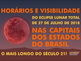 Horários do Eclipse Lunar Total de 27 de julho de 2018 nas capitais dos estados do Brasil! Conheça sobre esse grande evento astronômico e descubra os fenômenos que também acontecerão na mesma noite do eclipse lunar.