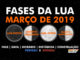 Fases da Lua em março de 2019.