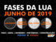 Fases da Lua em junho de 2019.