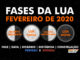 Fases da Lua em fevereiro de 2020.