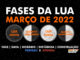 Fases da Lua em março de 2022.