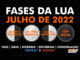 Fases da Lua em julho de 2022.
