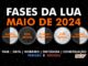 Fases da Lua em maio de 2024.